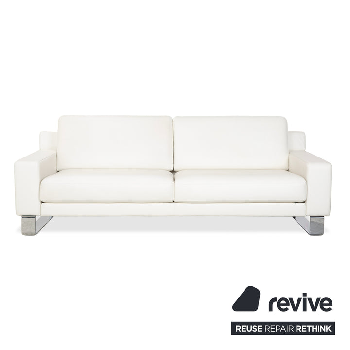 Rolf Benz EGO Leder 2x Dreisitzer Creme Weiß Sofa Couch