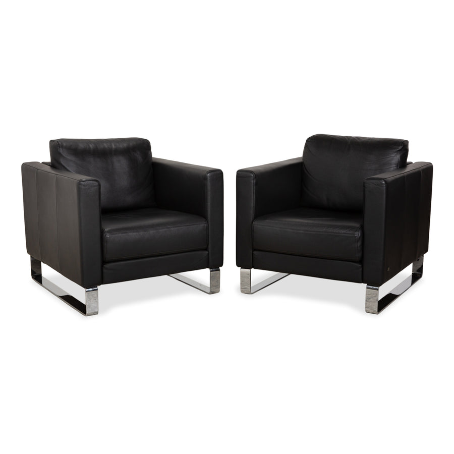Rolf Benz Ego Leather 2x Armchairs Black