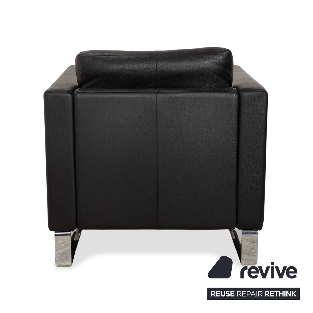 Rolf Benz Ego Leather 2x Armchairs Black