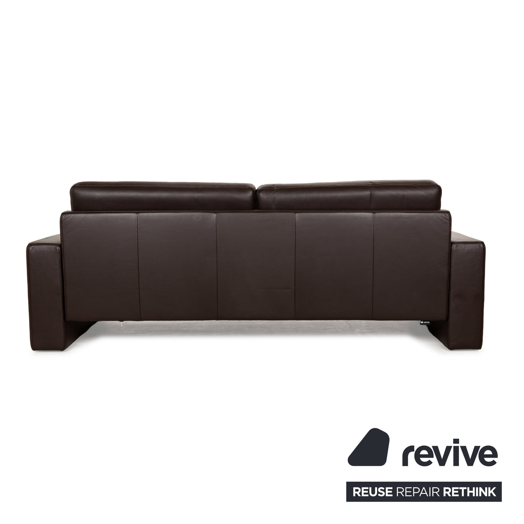 Rolf Benz EGO leather three-seater brown sofa couch manual function