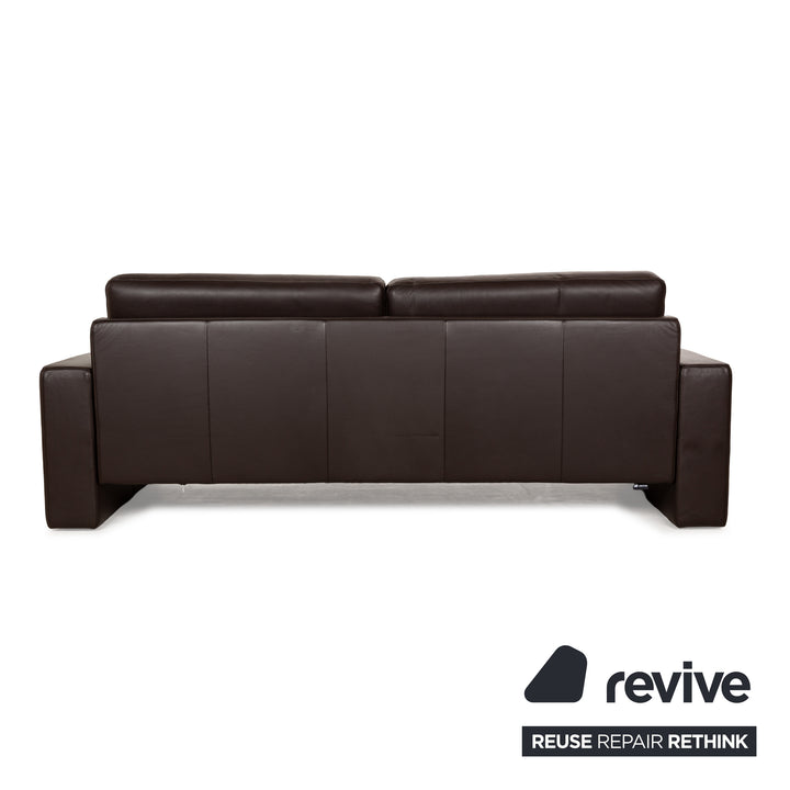 Canapé trois places en cuir marron Rolf Benz EGO avec fonction manuelle