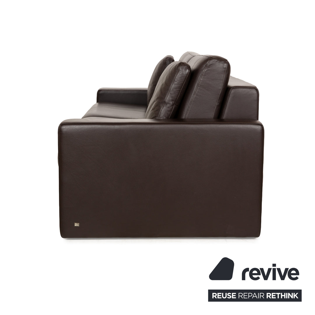 Canapé trois places en cuir marron Rolf Benz EGO avec fonction manuelle