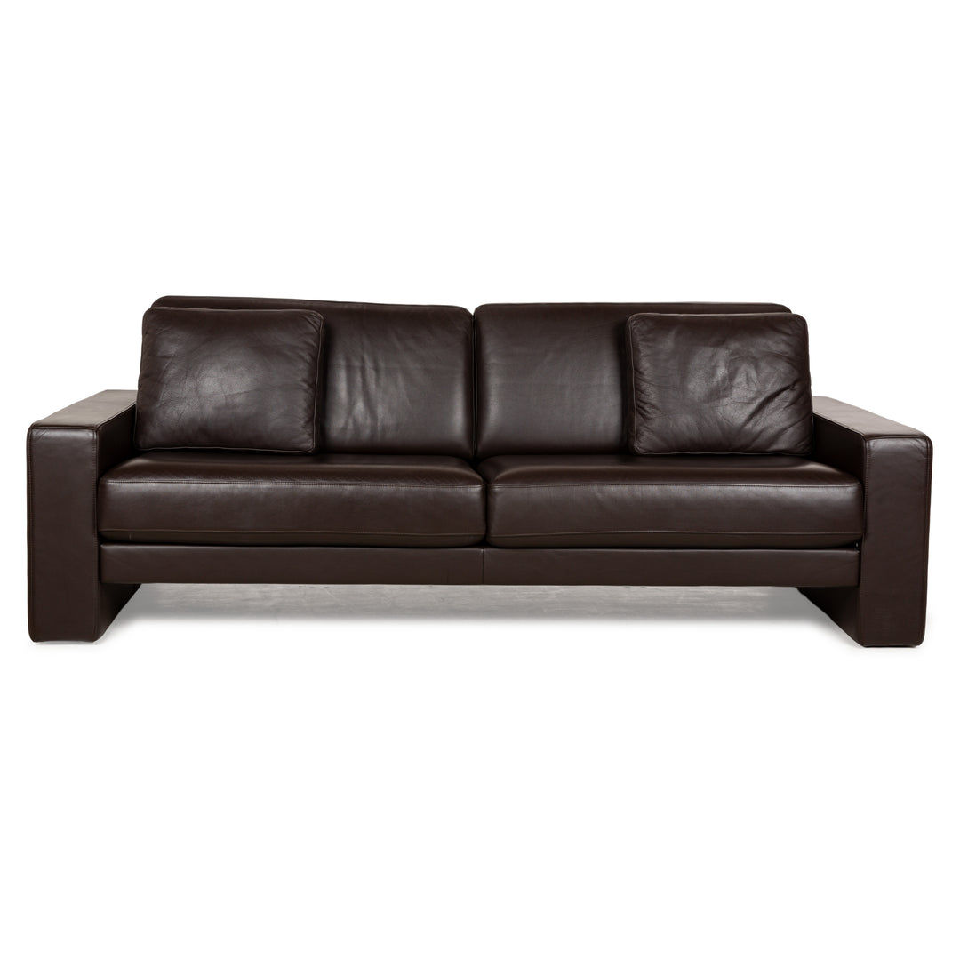 Rolf Benz EGO leather three-seater brown sofa couch manual function