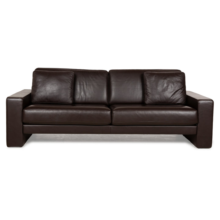 Rolf Benz EGO leather three-seater brown sofa couch manual function
