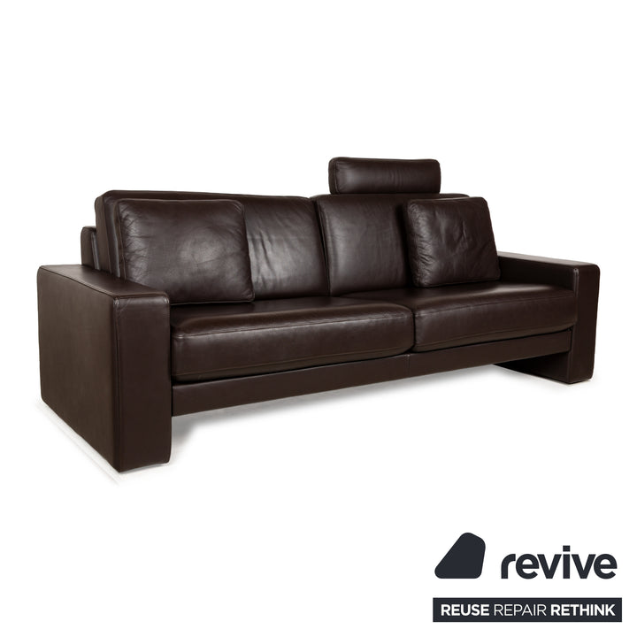 Rolf Benz EGO leather three-seater brown sofa couch manual function