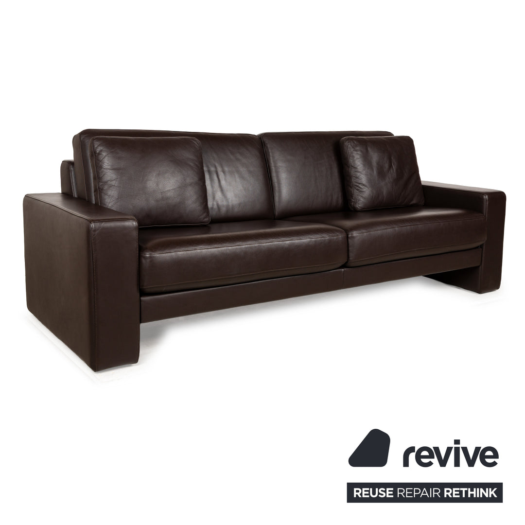 Rolf Benz EGO leather three-seater brown sofa couch manual function