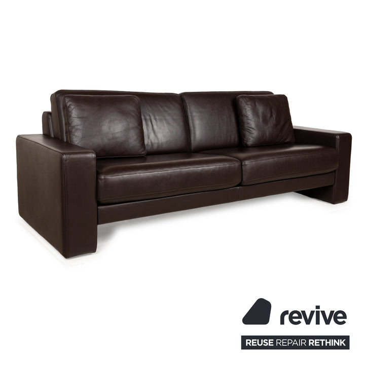 Rolf Benz EGO leather three-seater brown sofa couch manual function