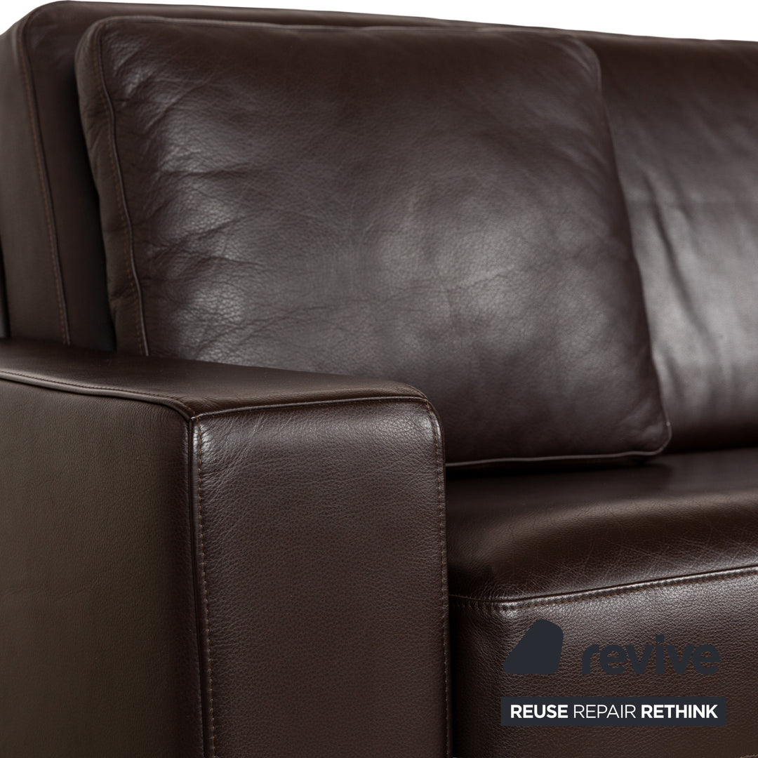 Rolf Benz EGO leather three-seater brown sofa couch manual function