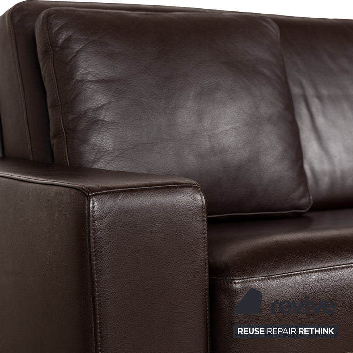 Rolf Benz EGO leather three-seater brown sofa couch manual function