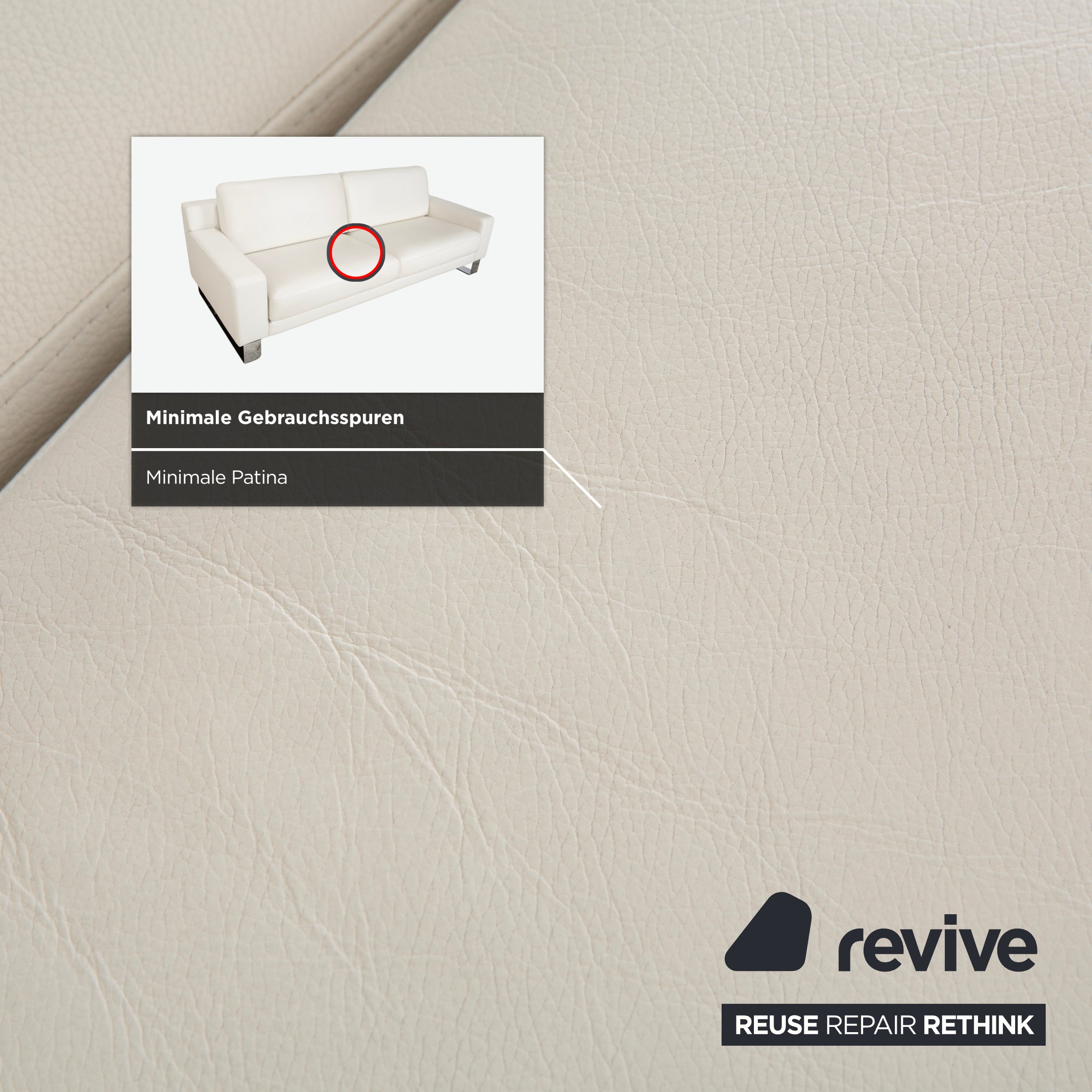 Rolf Benz EGO Leder Dreisitzer Creme Weiß Sofa Couch