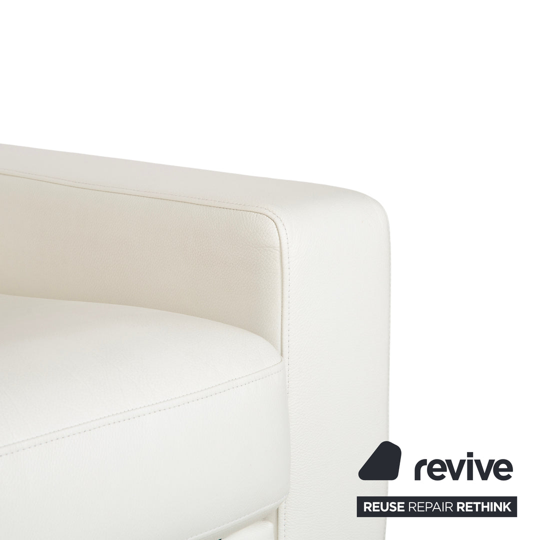 Canapé trois places en cuir blanc crème Rolf Benz EGO