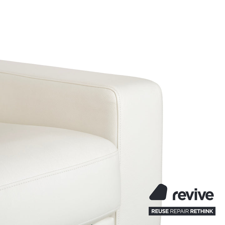 Canapé trois places en cuir blanc crème Rolf Benz EGO