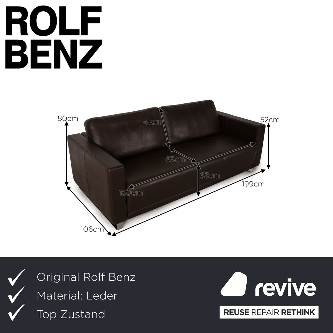 Rolf Benz EGO leather three-seater brown dark brown couch sofa