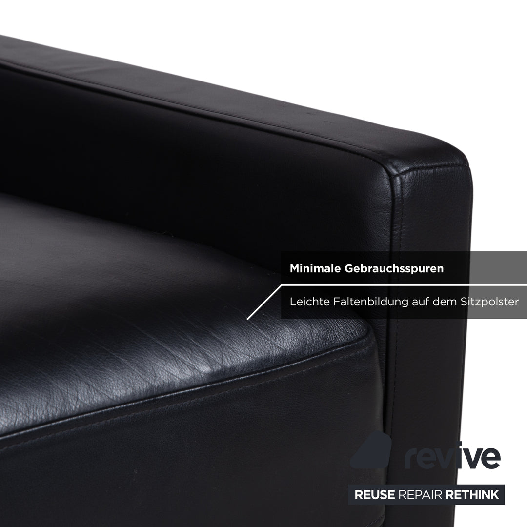 Rolf Benz EGO Leather Three-Seater Black Sofa Couch