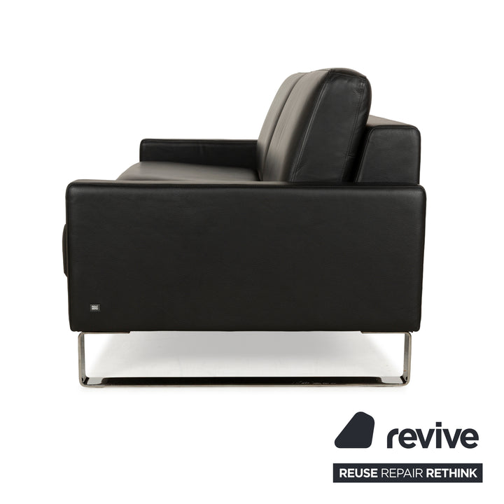 Rolf Benz EGO Leather Three-Seater Black Sofa Couch
