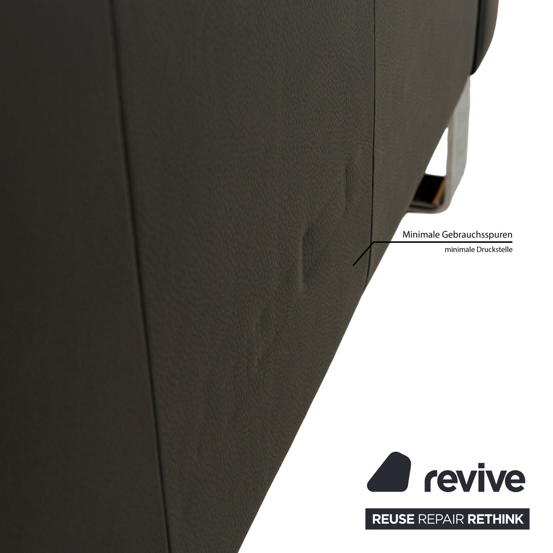 Rolf Benz EGO Leather Three-Seater Black Sofa Couch