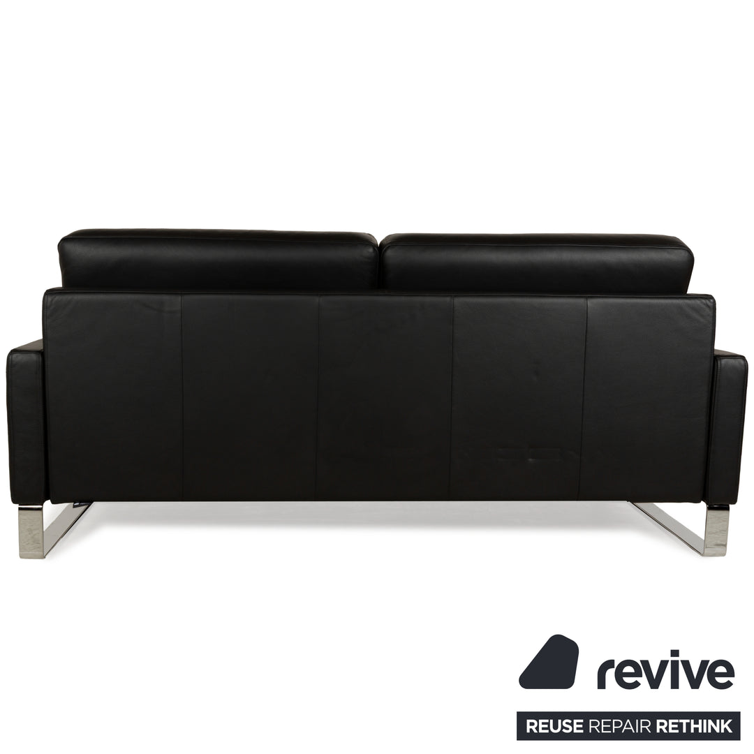 Rolf Benz EGO Leather Three-Seater Black Sofa Couch