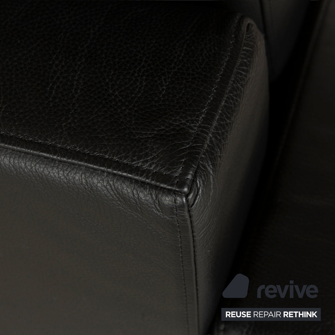 Rolf Benz EGO Leather Three-Seater Black Sofa Couch