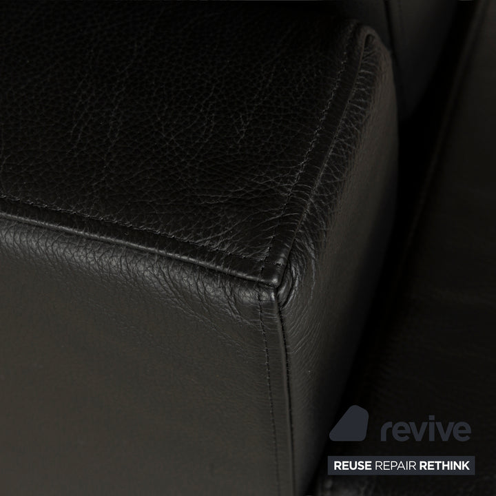 Rolf Benz EGO Leather Three-Seater Black Sofa Couch