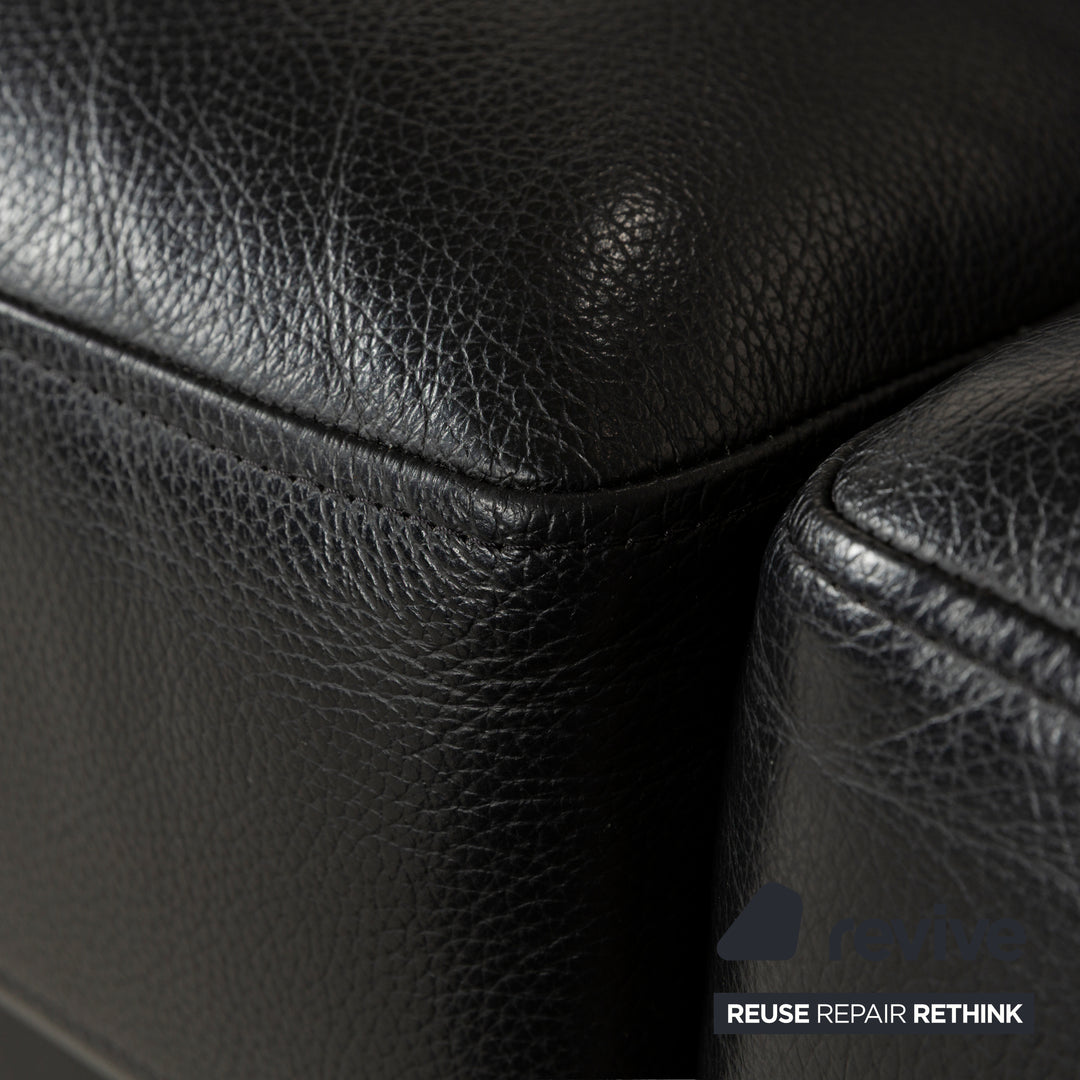 Rolf Benz EGO Leather Three-Seater Black Sofa Couch