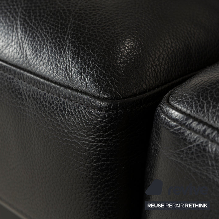 Rolf Benz EGO Leather Three-Seater Black Sofa Couch