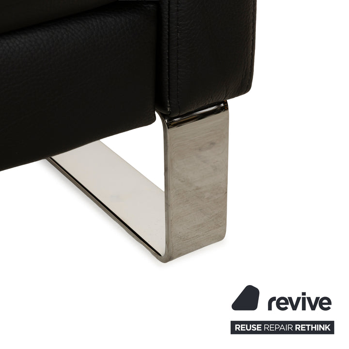 Rolf Benz EGO Leather Three-Seater Black Sofa Couch