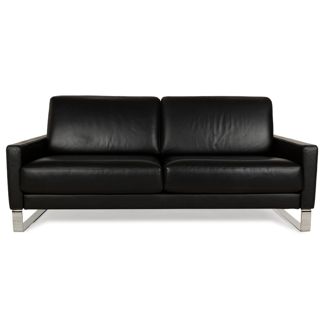 Rolf Benz EGO Leather Three-Seater Black Sofa Couch
