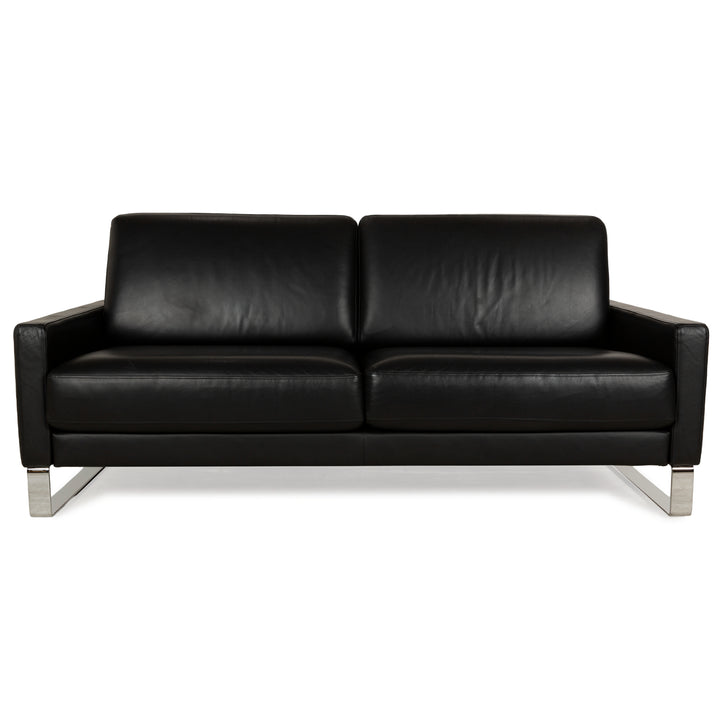 Rolf Benz EGO Leather Three-Seater Black Sofa Couch