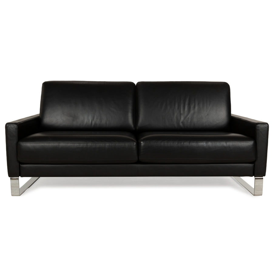 Rolf Benz EGO Leather Three-Seater Black Sofa Couch