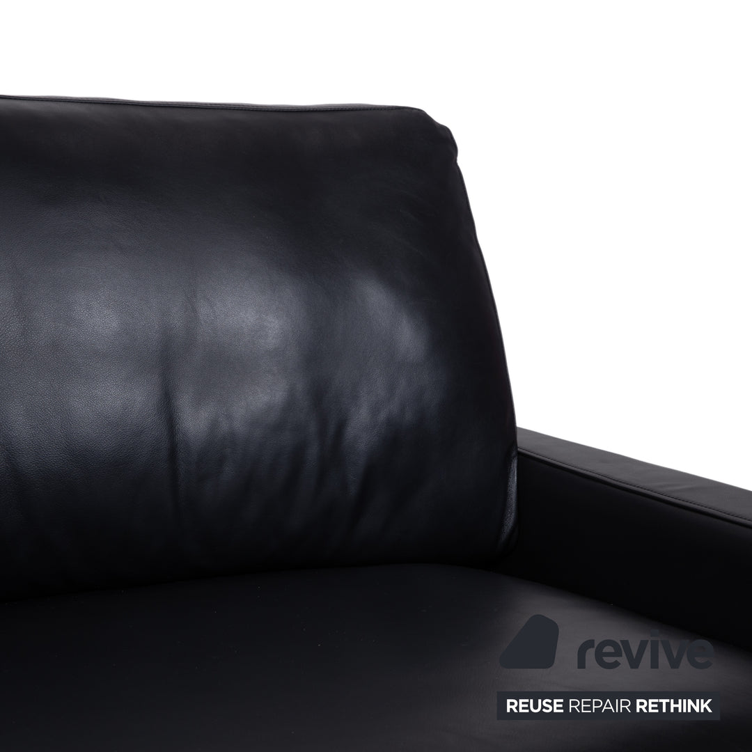 Rolf Benz EGO Leather Three-Seater Black Sofa Couch