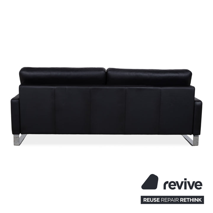 Rolf Benz EGO Leather Three-Seater Black Sofa Couch