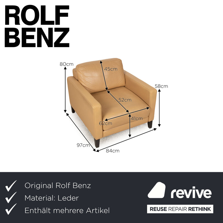 Rolf Benz Ego leather armchair set cream