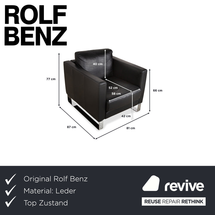 Rolf Benz Ego Leather Armchair Black