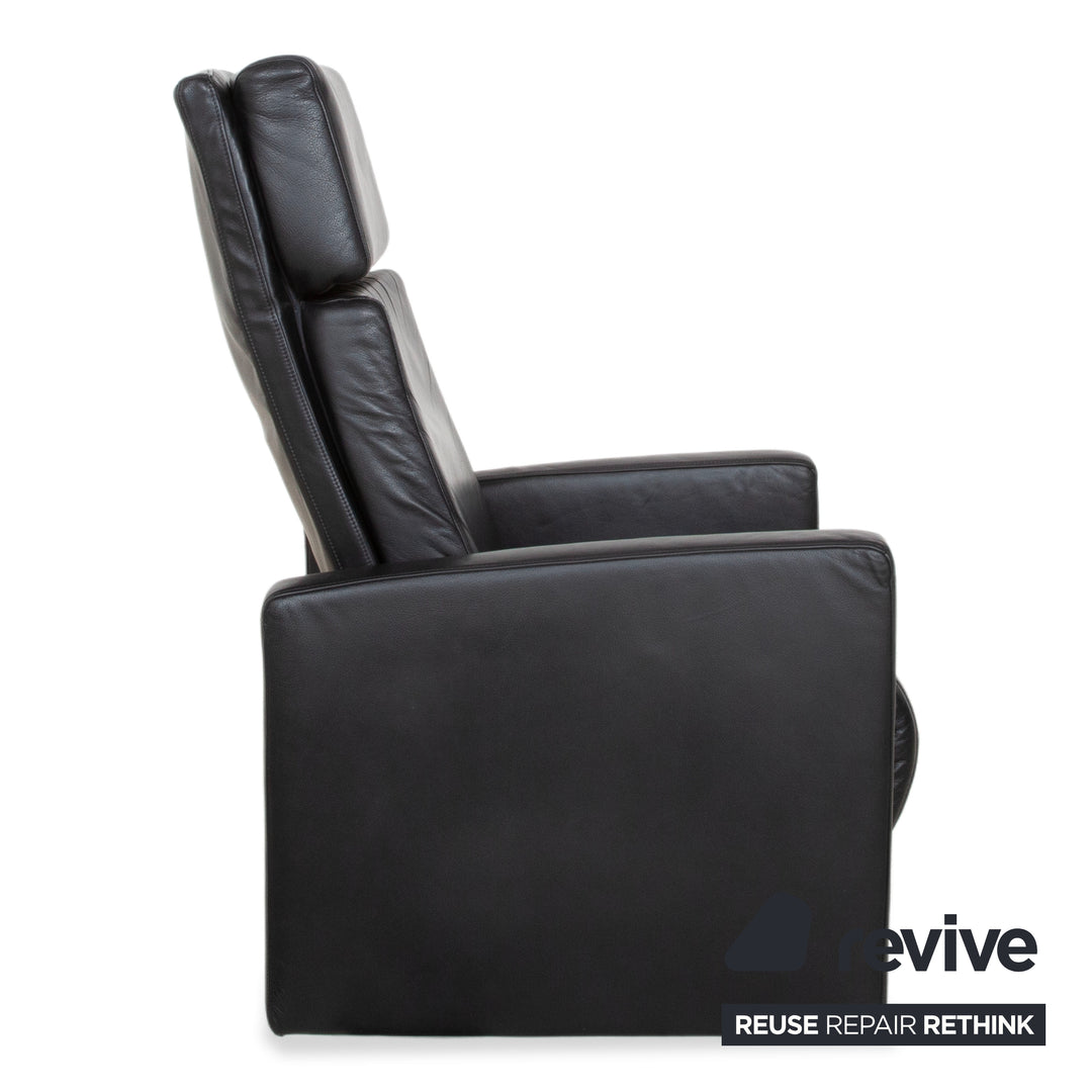 Rolf Benz EGO Fauteuil en cuir noir fonction manuelle dossier haut