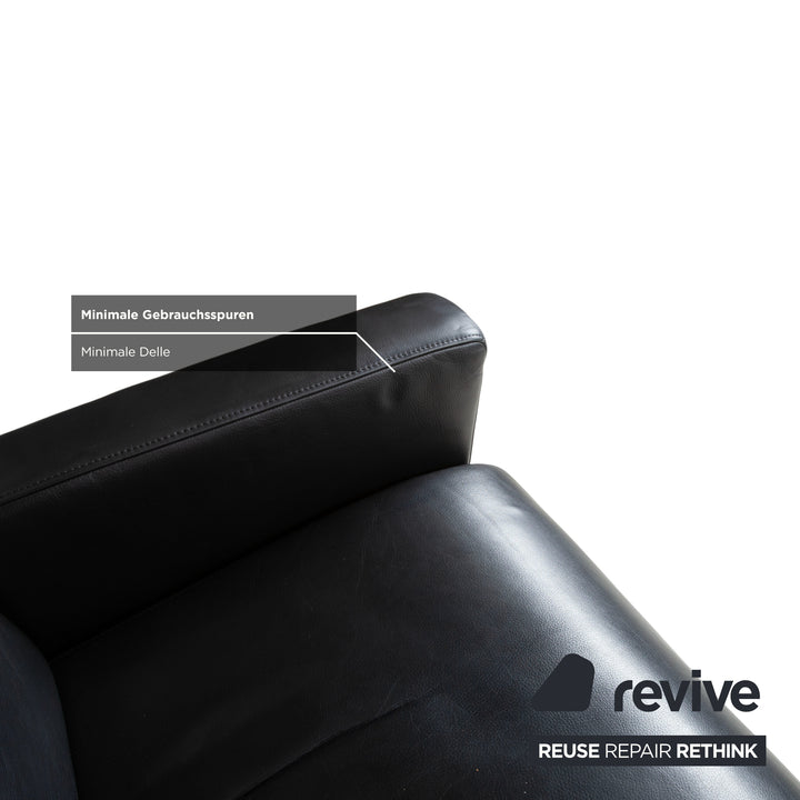 Rolf Benz EGO Black Leather Armchair Manual Recliner High-Back