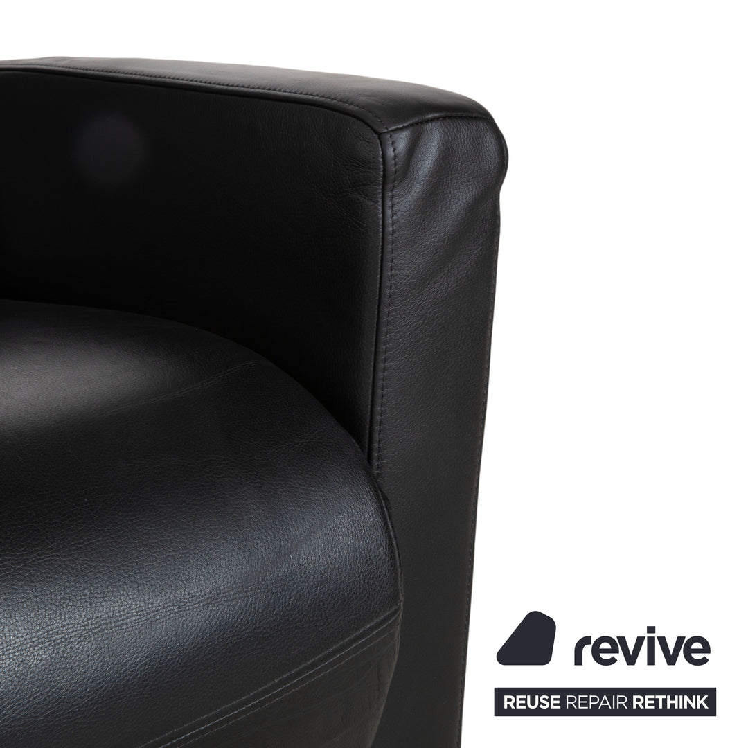 Rolf Benz EGO Fauteuil en cuir noir, fonction manuelle, dossier haut