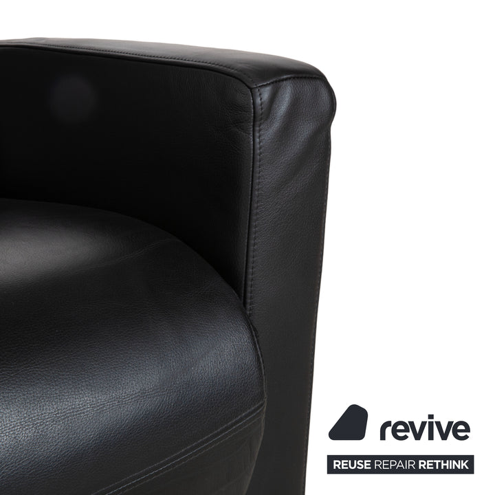 Rolf Benz EGO Black Leather Armchair Manual Recliner High-Back
