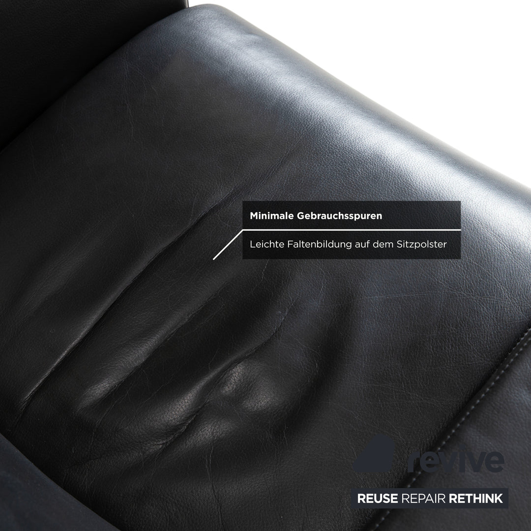 Rolf Benz EGO Fauteuil en cuir noir fonction manuelle dossier haut