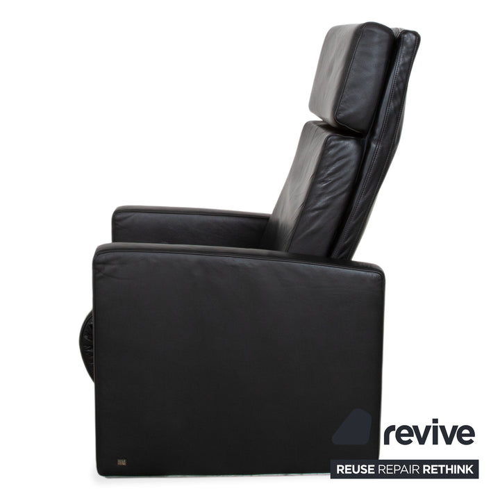 Rolf Benz EGO Fauteuil en cuir noir fonction manuelle dossier haut