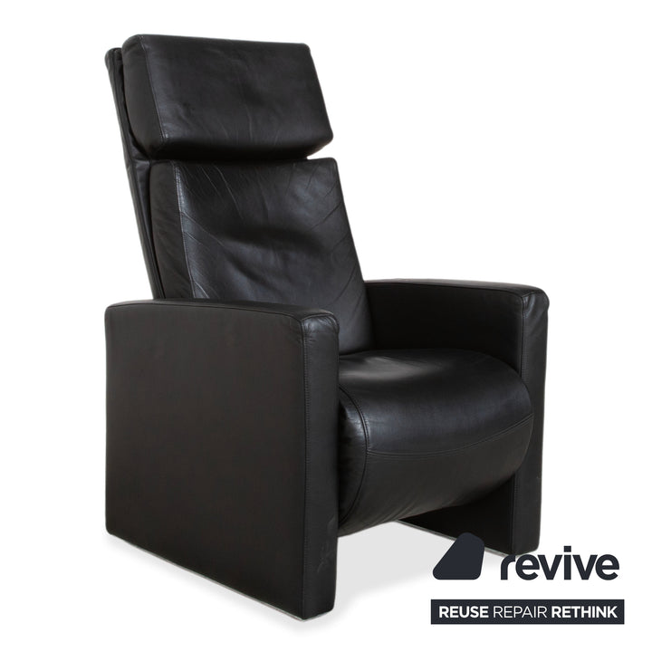 Rolf Benz EGO Fauteuil en cuir noir fonction manuelle dossier haut