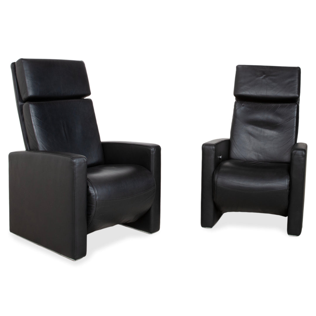 Rolf Benz EGO Fauteuil en cuir noir fonction manuelle dossier haut