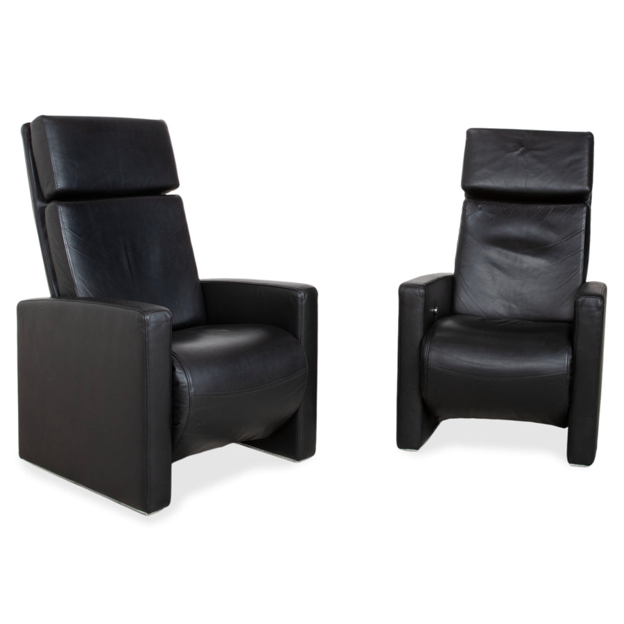 Rolf Benz EGO Fauteuil en cuir noir fonction manuelle dossier haut