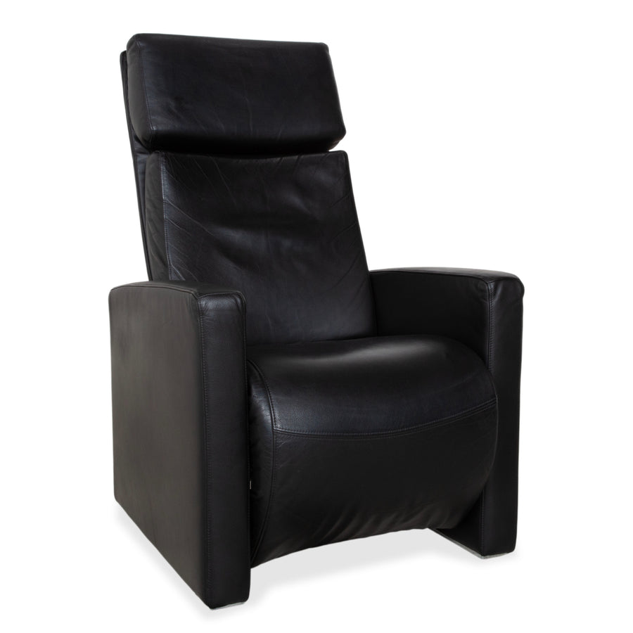 Rolf Benz EGO Fauteuil en cuir noir, fonction manuelle, dossier haut