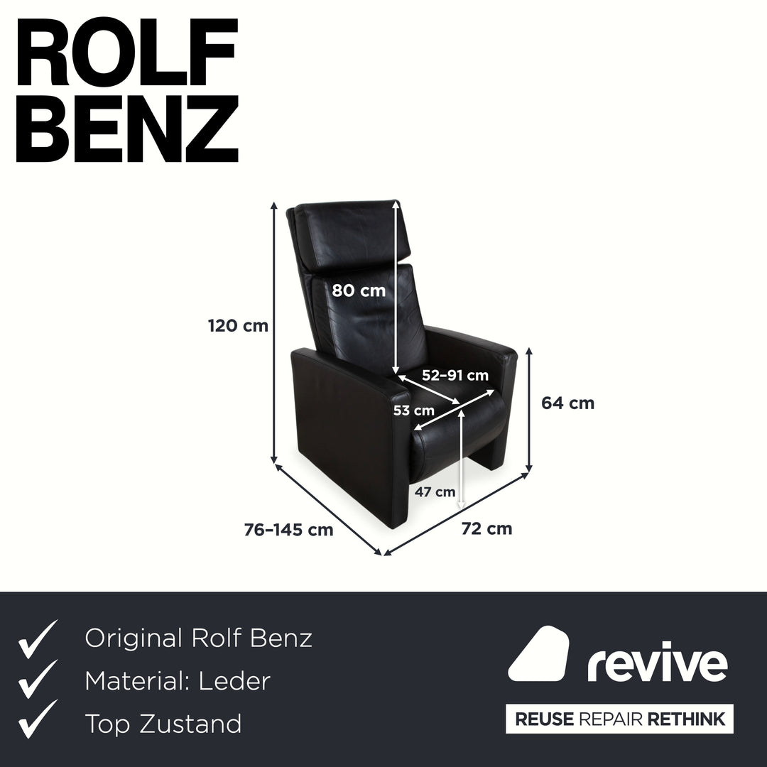 Rolf Benz EGO Fauteuil en cuir noir, fonction manuelle, dossier haut