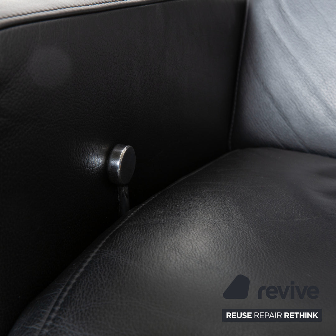 Rolf Benz EGO Fauteuil en cuir noir fonction manuelle dossier haut