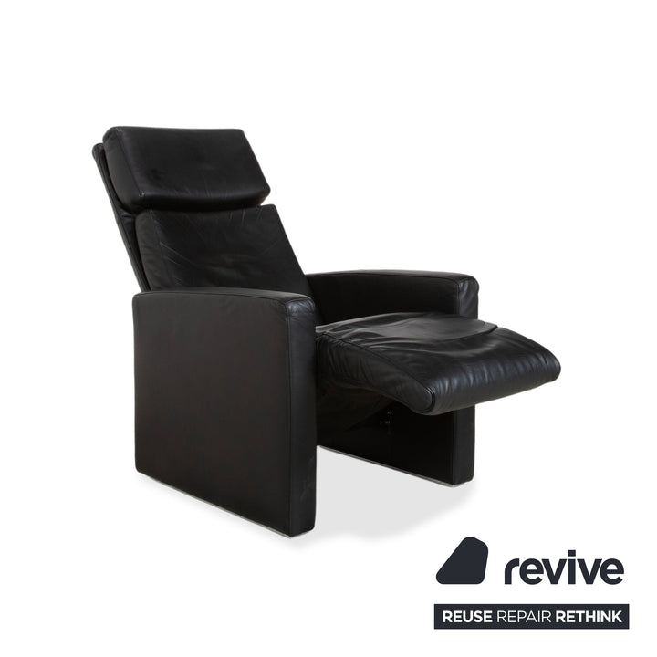Rolf Benz EGO Fauteuil en cuir noir fonction manuelle dossier haut