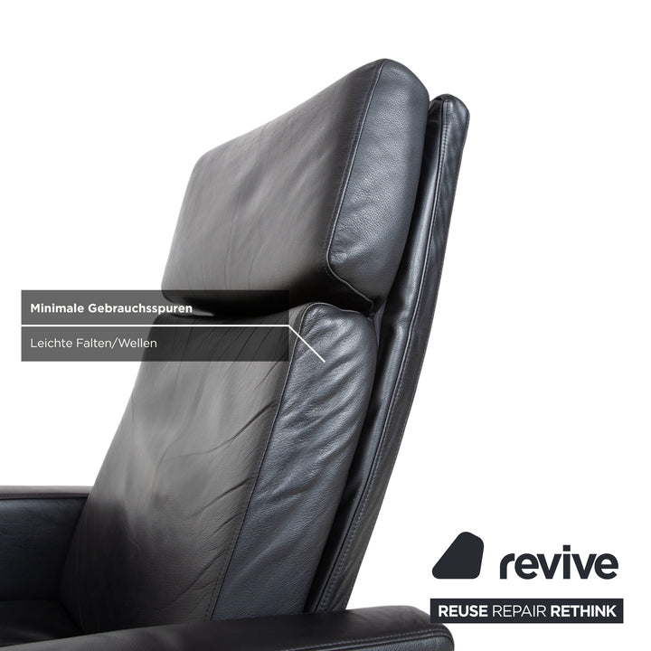Rolf Benz EGO Fauteuil en cuir noir fonction manuelle dossier haut