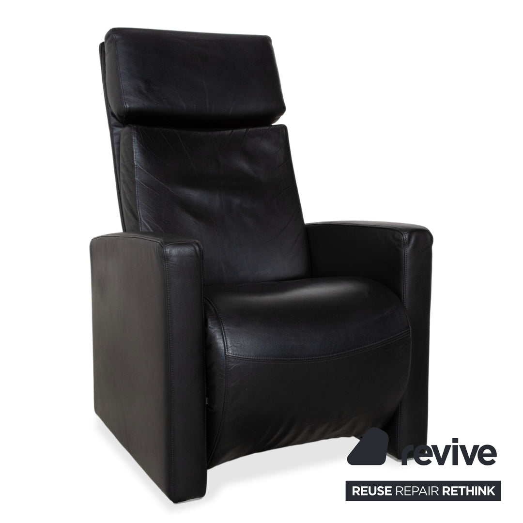 Rolf Benz EGO Fauteuil en cuir noir fonction manuelle dossier haut