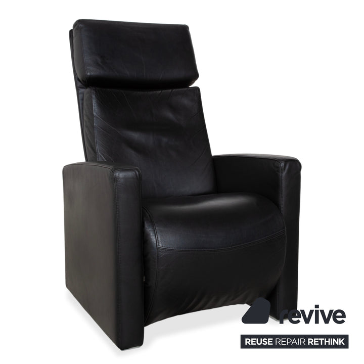 Rolf Benz EGO Fauteuil en cuir noir fonction manuelle dossier haut