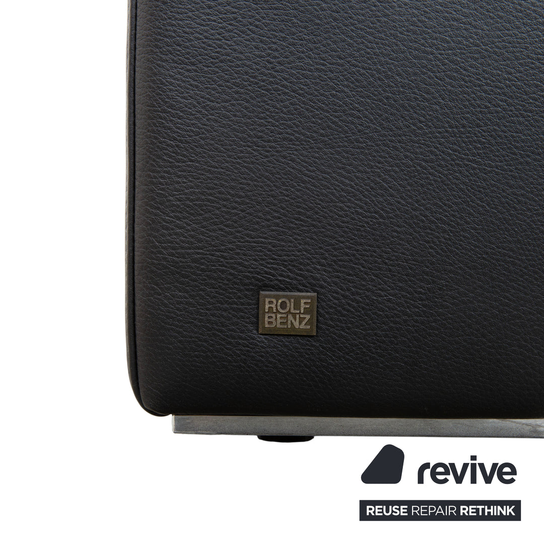 Rolf Benz EGO Fauteuil en cuir noir, fonction manuelle, dossier haut